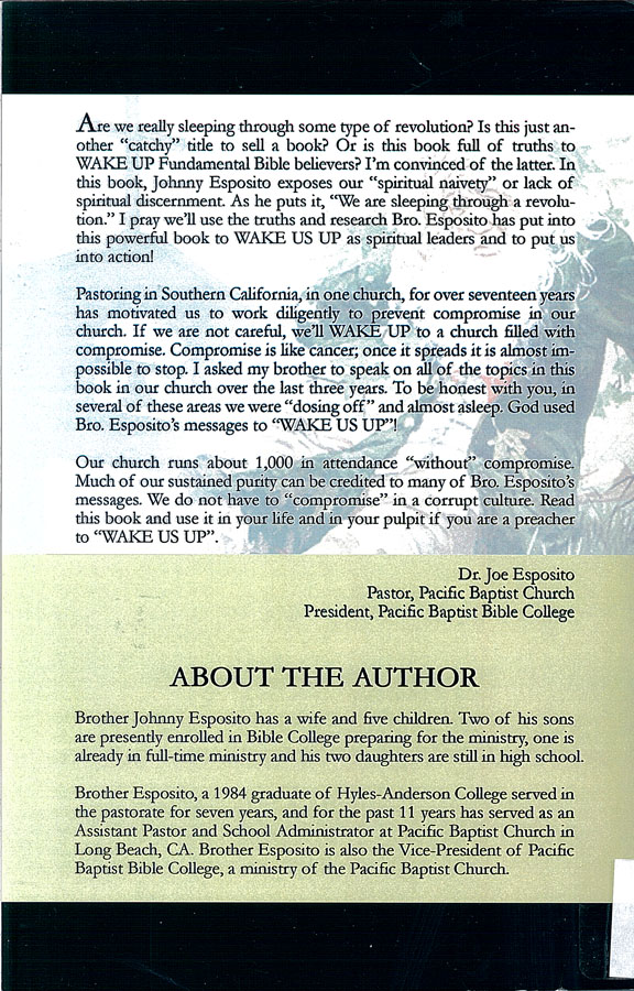 Picture of the back cover of the book entitled  Sleeping Through a Revolution.