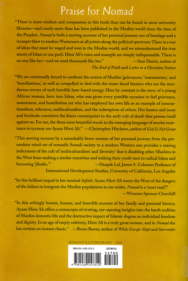 Picture of the back cover of the book entitled Nomad.
