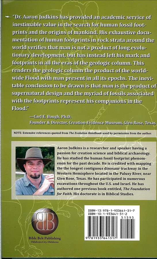 Picture of the back cover of the book entitled Evolution and Human Fossil Footprints.