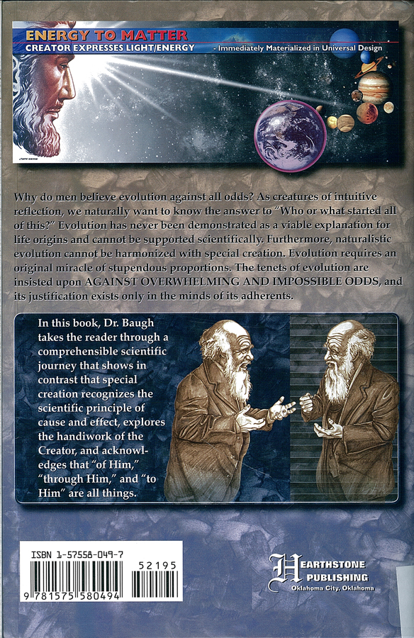 Picture of the back cover of the book entitled Why Do Men Believe Evolution Against All Odds.