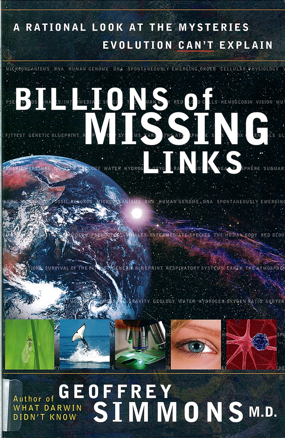 Picture of the front cover of the book entitled Billions of Missing Links.