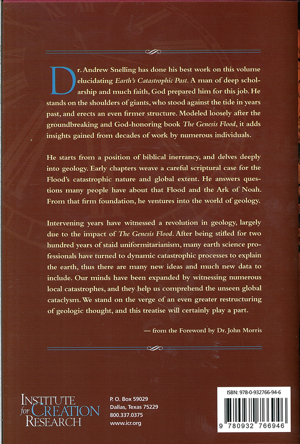 Picture of the back cover of the book entitled Earth's Catostrophic Past Vol. 1.
