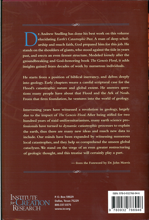 Picture of the back cover of the book entitled Earth's Catostrophic Past Vol. 2.