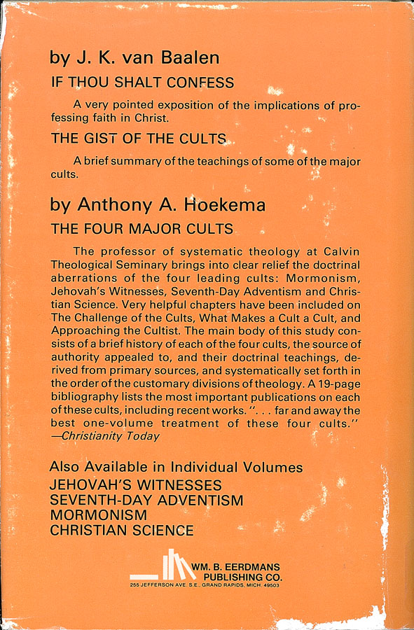 Picture of the back cover of the book entitled The Chaos of Cults.