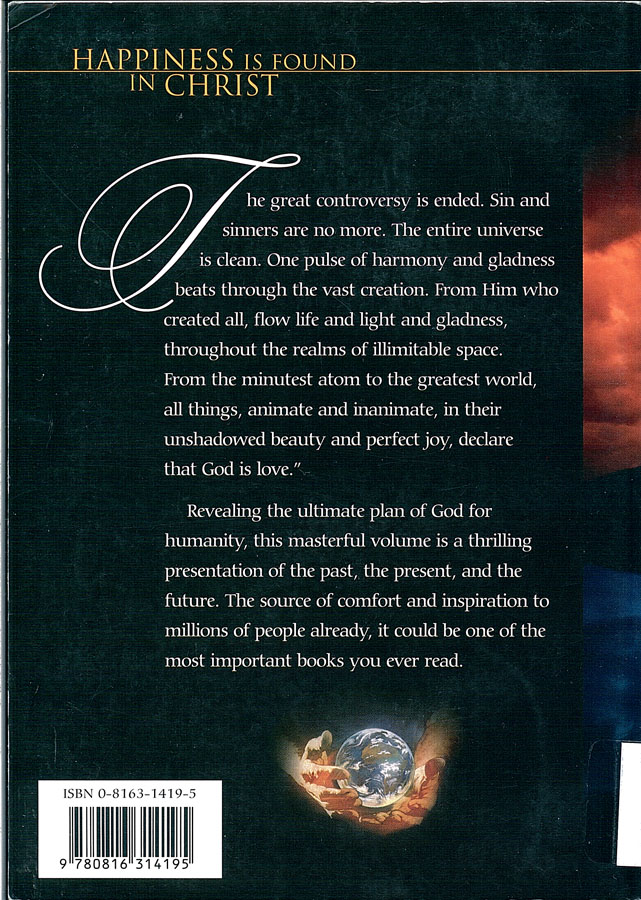 Picture of the back cover of the book entitled The Great Controversy Ended.
