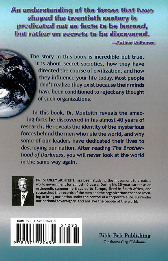 Picture of the back cover of the book entitled Brotherhood of Darkness book.