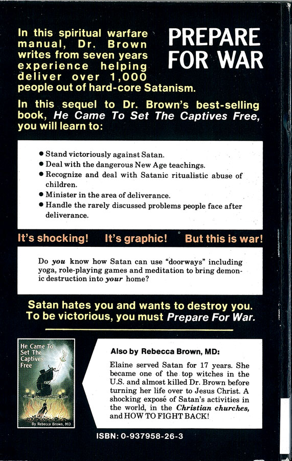 Picture of the back cover of the book entitled Prepare for War.