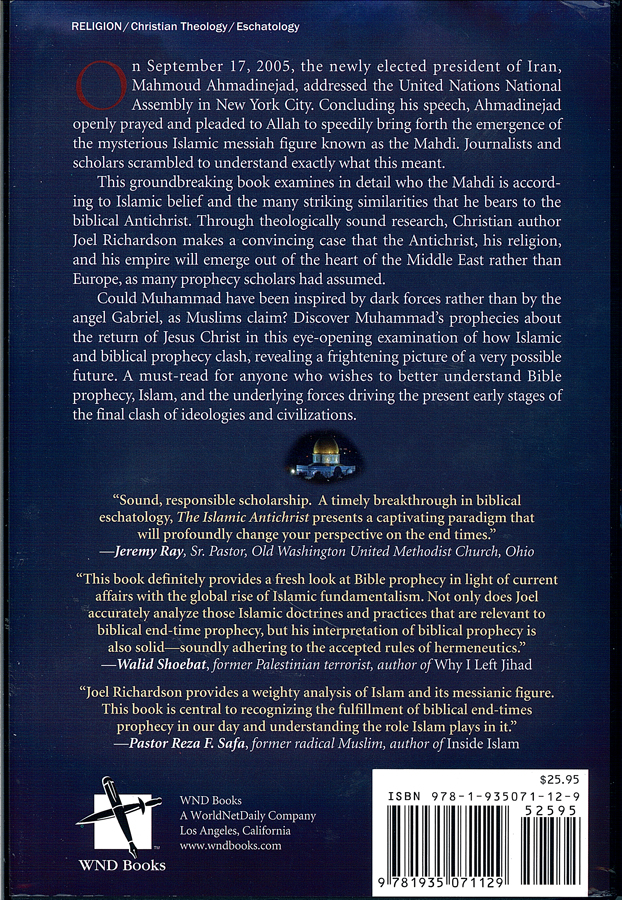 Picture of the back cover of the book entitled The Islamic AntiChrist.