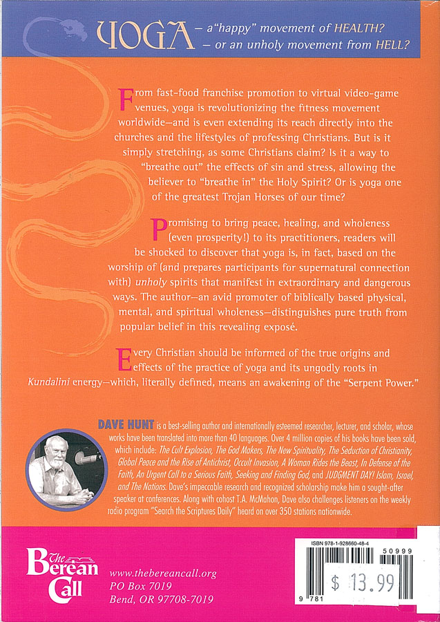 Picture of the back cover of the book entitled Yoga and the Body of Christ.