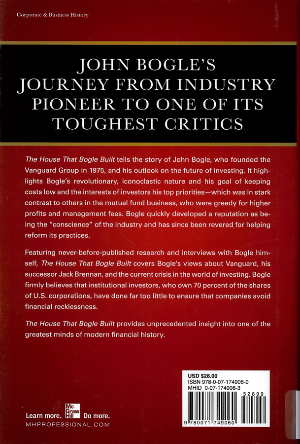 Picture of the back cover of the book entitled The House That Bogle Built.