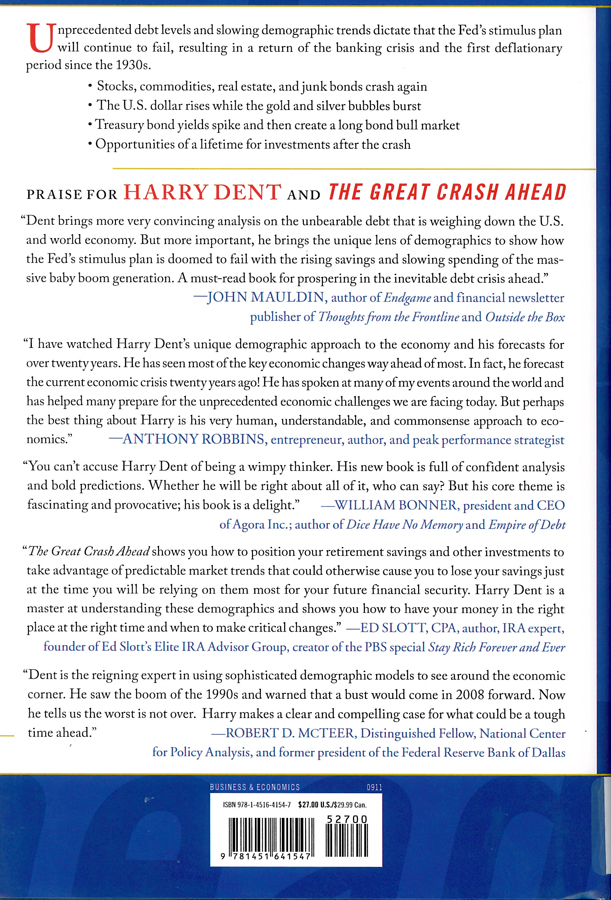 Picture of the front cover of the book entitled The Great Crash Ahead: Strategies for a World Turned Upside Down.