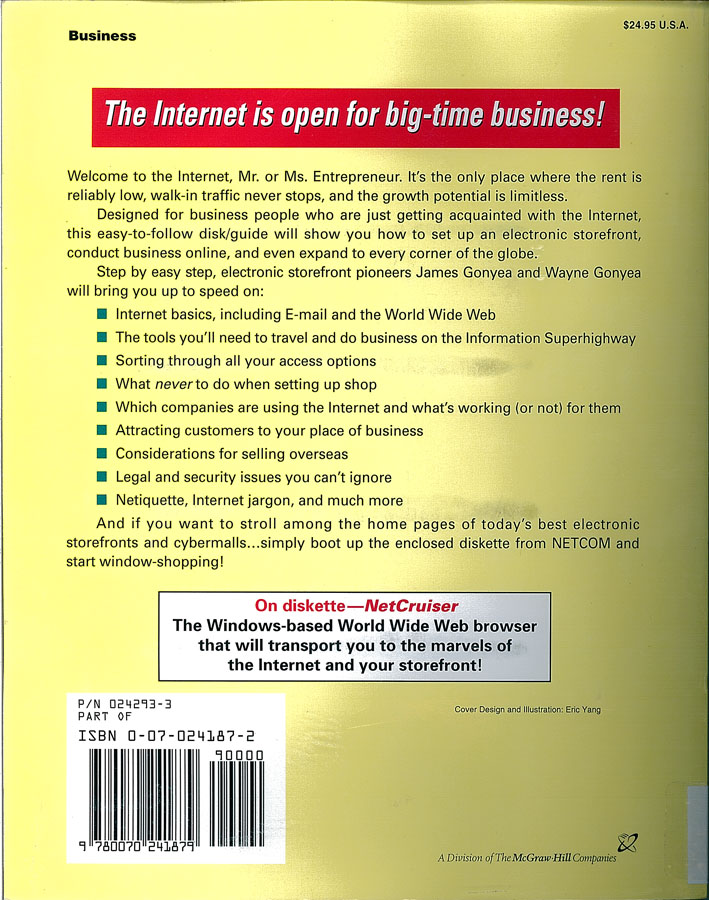 Picture of the back cover of the book entitled Selling on the Internet.