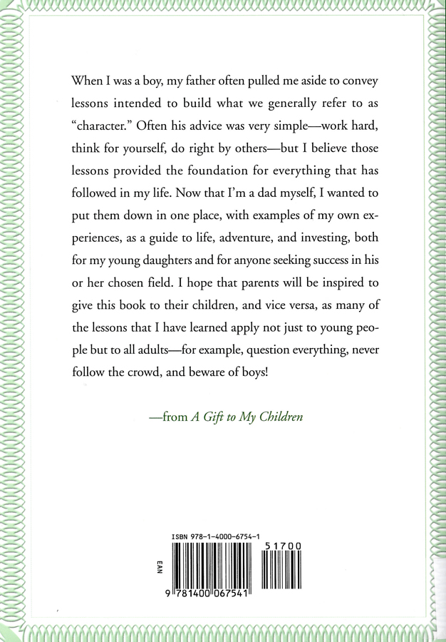 Picture of the front cover of the book entitled A Gift to My Children: A Father's Lessons for Life and Investing.