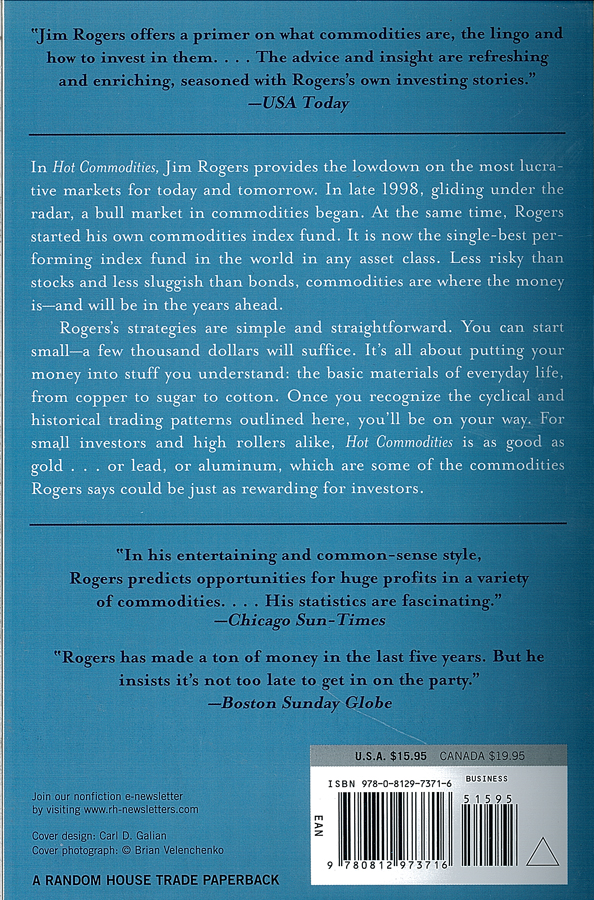 Picture of the back cover of the book entitled Hot Commodities.