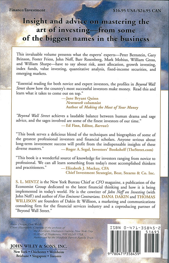 Picture of the back cover of the book entitled Beyond Wall Street: The Art of Investing.