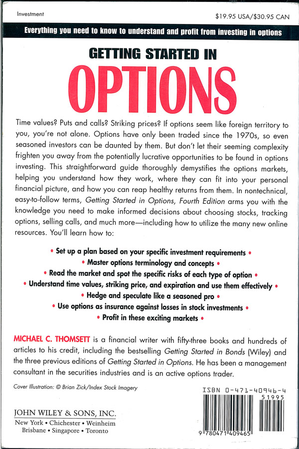 Picture of the front cover of Getting Started In Options book.