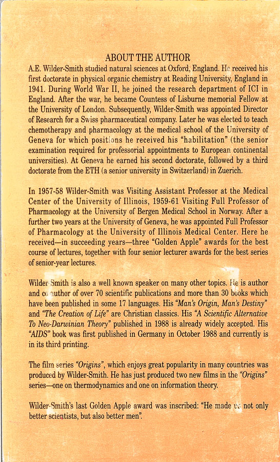 Picture of the back cover of the book entitled Aids Fact Without Fiction.