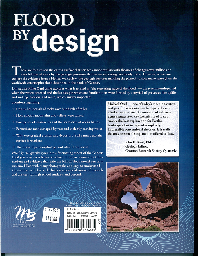 Picture of the back cover of the book entitled Flood By Design: Receding Water Shapes the Earth's Surface.