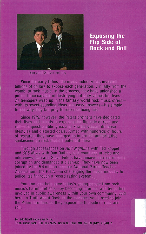 Picture of the back cover of the book entitled The Truth About Rock.