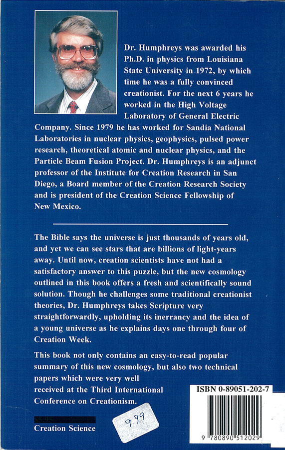 Picture of the back cover of the book entitled Starlight and Time.