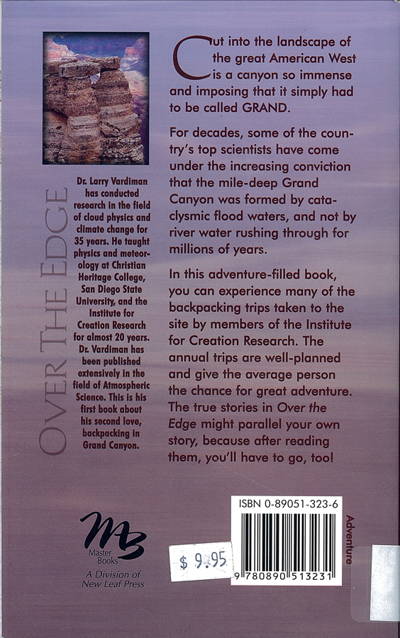 Picture of the back cover of the book entitled Over the Edge.