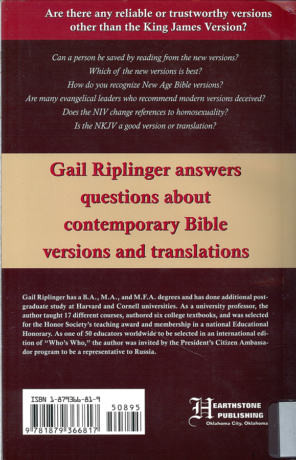 Picture of the back cover of the book entitled Which Bible Is God's Word.