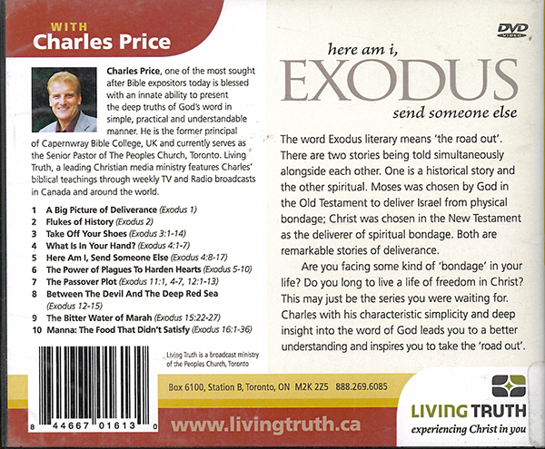 Picture of the back cover of the DVD entitled Exodus.