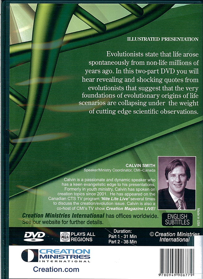 Picture of the back cover of the DVD entitled Codes and Creation.