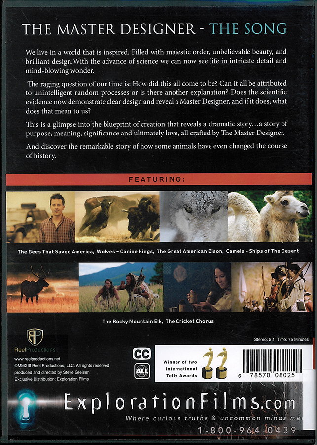 Picture of the back cover of the DVD entitled The Master Designer-The Song.
