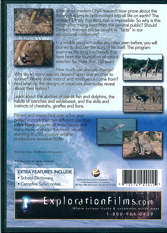 Picture of the back cover of the DVD entitled Life's Story: The One that Hasn't Been Told.