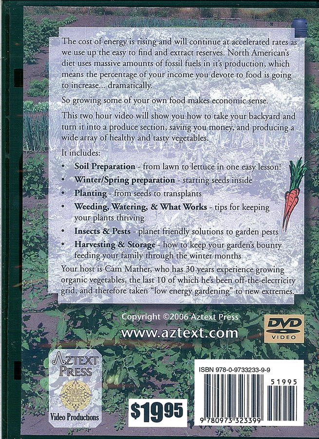 Picture of the back cover of the DVD entitled Grow Your Own Vegetables.