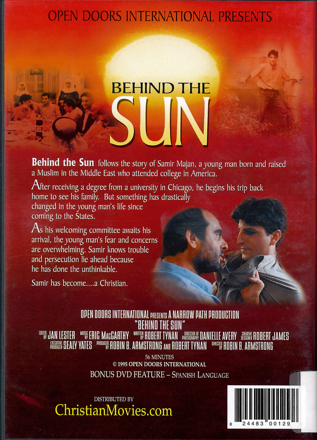 Picture of the back cover of the DVD entitled Behind the Sun.
