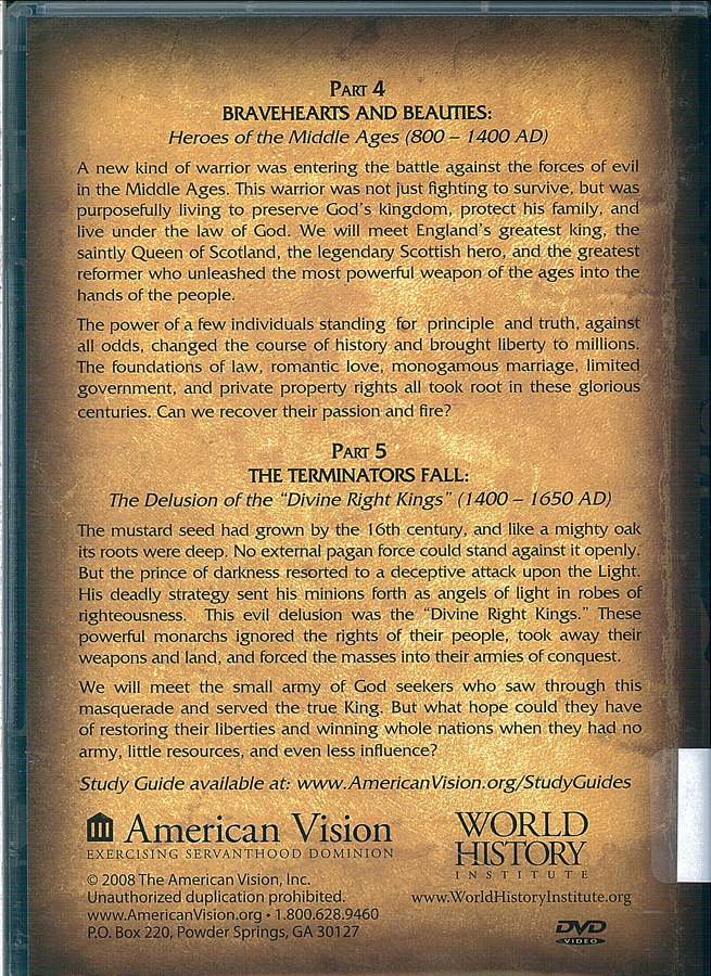 Picture of the back cover of the DVD entitled From Terror to Triumph Part 4 and Part 5.
