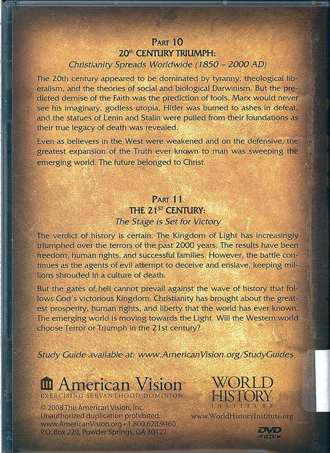 Picture of the back cover of the DVD entitled From Terror to Triumph Part 10 and Part 11.