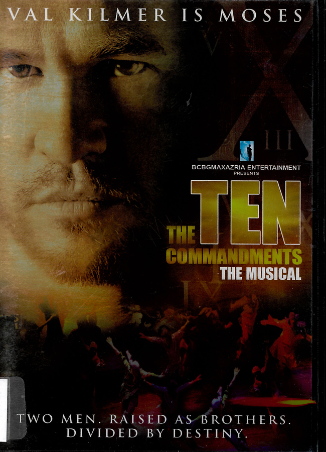 Picture of the front cover of the DVD entitled The Ten Commandments: The Musical.