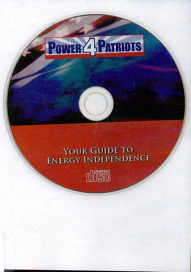 Picture of the front cover of the DVD entitled Power 4 Patriots: Your Guide to Energy Independence.