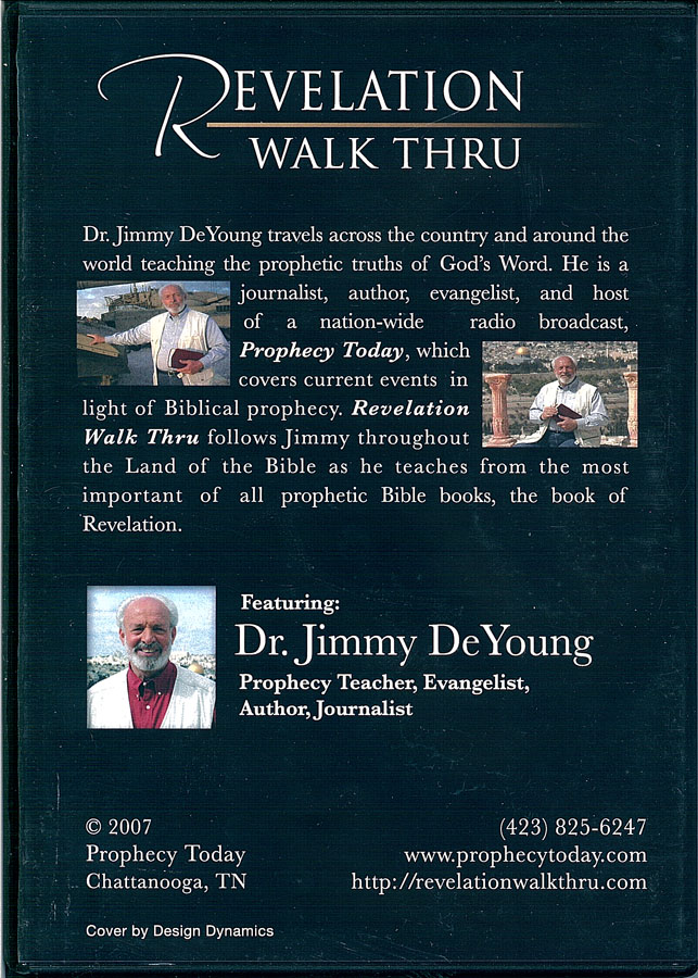Picture of the back cover of the DVD entitled Revelation Walk Thru.