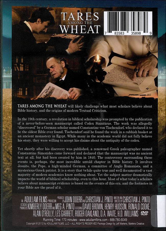 Picture of the back cover of the DVD entitled Tares Among the Wheat.