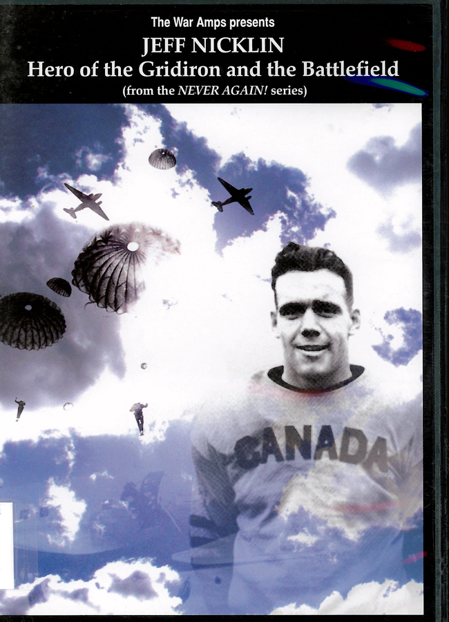 Picture of the front cover of the DVD entitled Jeff Nicklin: Hero of the Gridiron and the Battlefield.