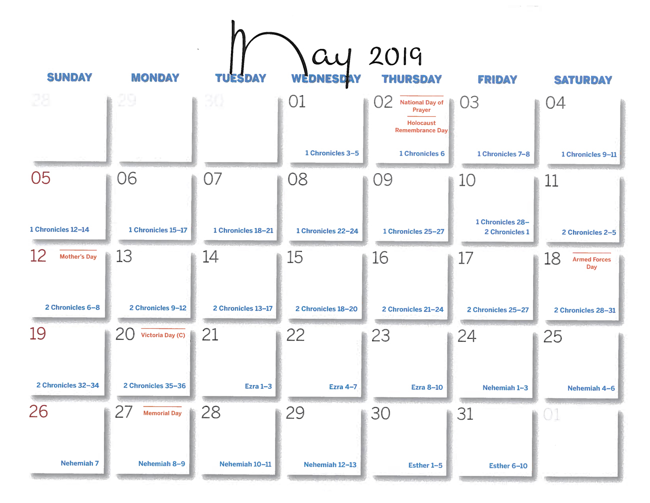 2019 Prophecy Calendar: May - Calendar
