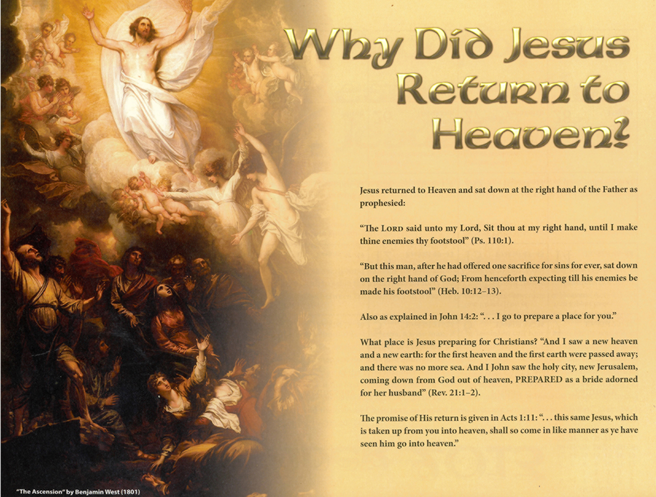 2013 Prophecy Calendar: October - Why Did Jesus Return to Heaven