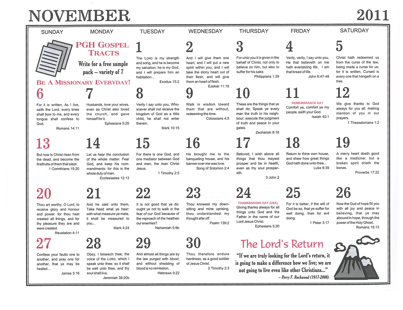 November: 2011 The Peoples Gospel Hour Calendar