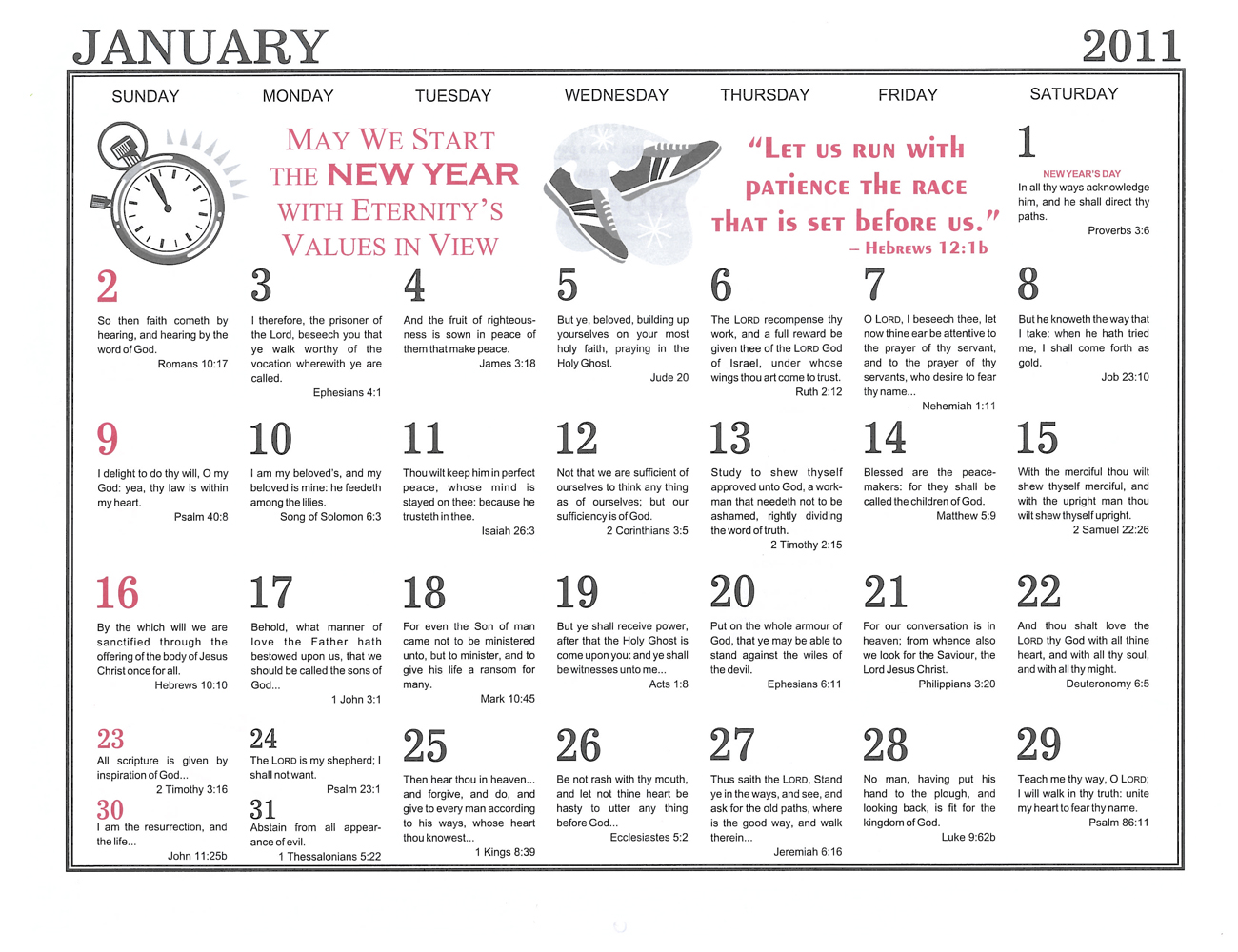 January: 2011 The Peoples Gospel Hour Calendar