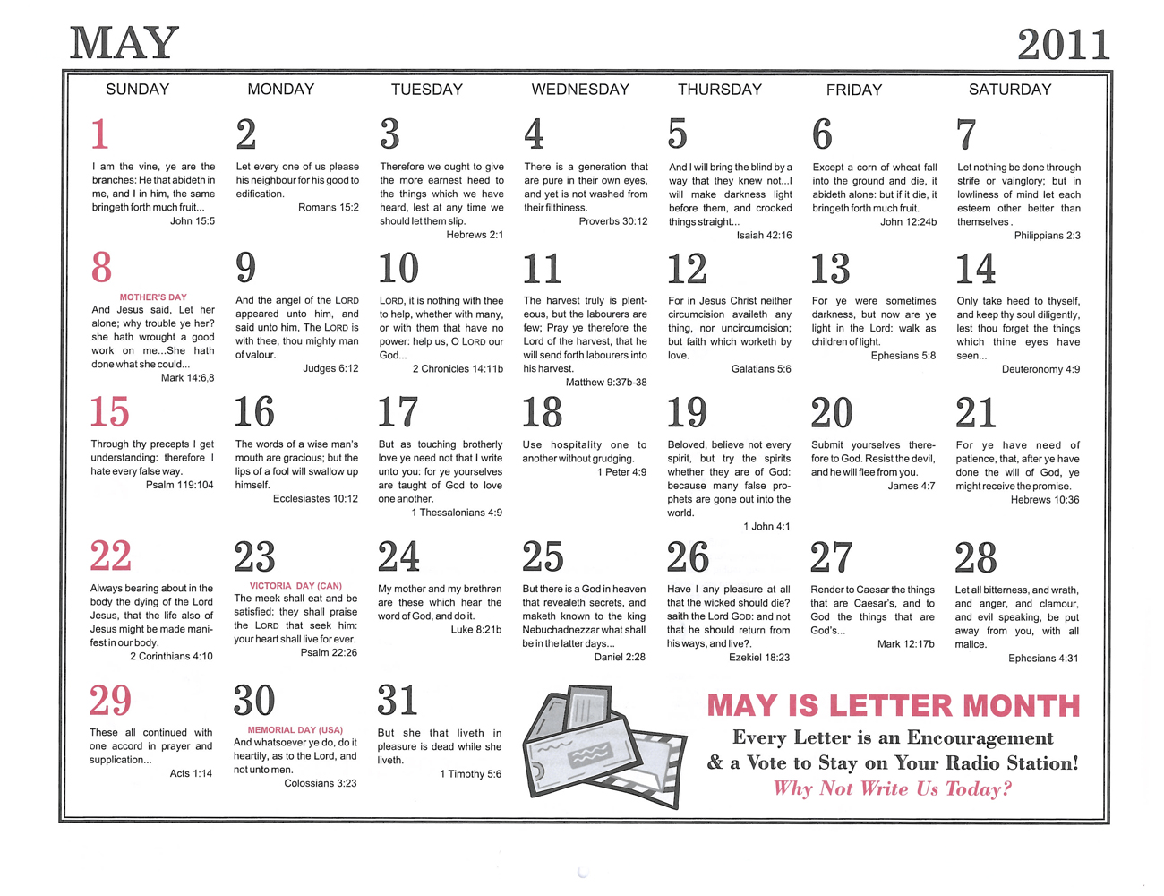 May: 2011 The Peoples Gospel Hour Calendar