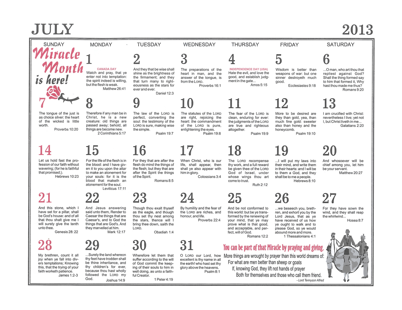 July: 2013 The Peoples Gospel Hour Calendar