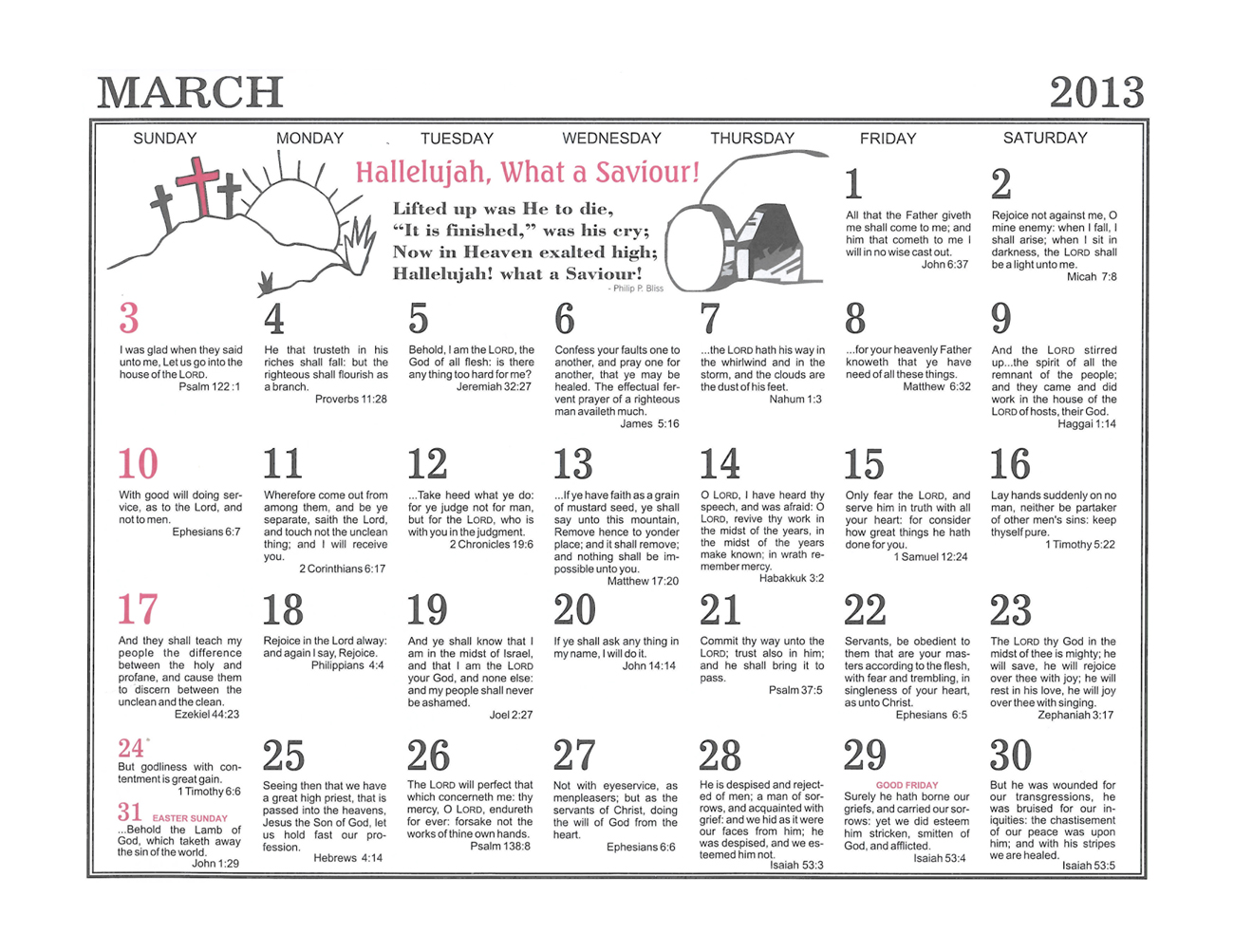 March: 2013 The Peoples Gospel Hour Calendar