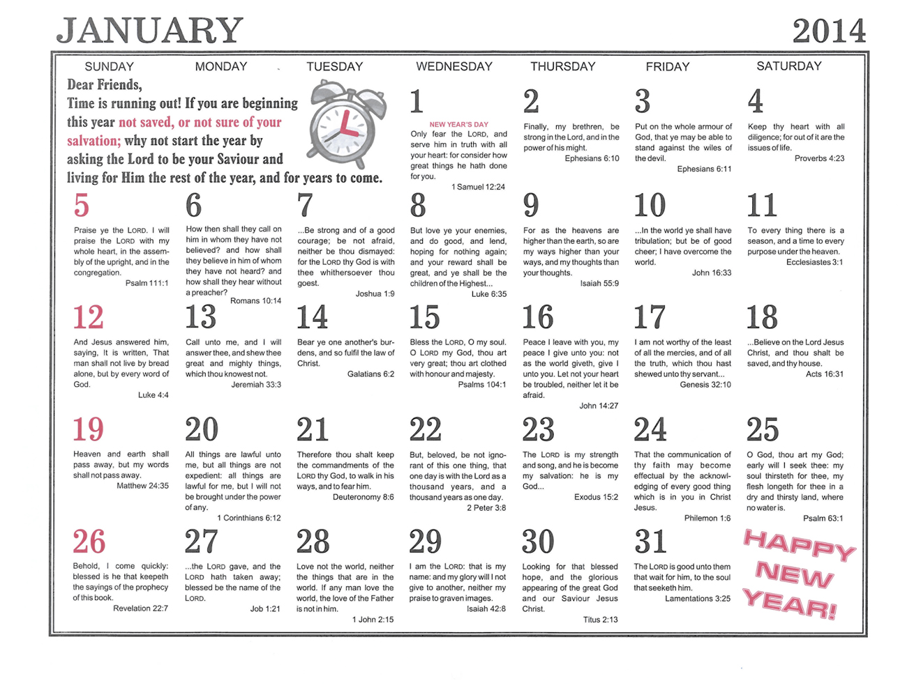 January: 2014 The Peoples Gospel Hour Calendar