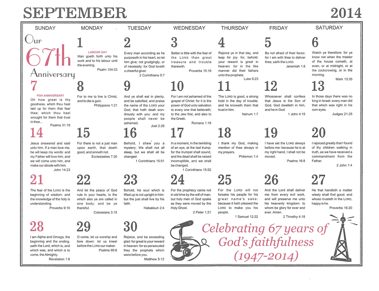 September: 2014 The Peoples Gospel Hour Calendar