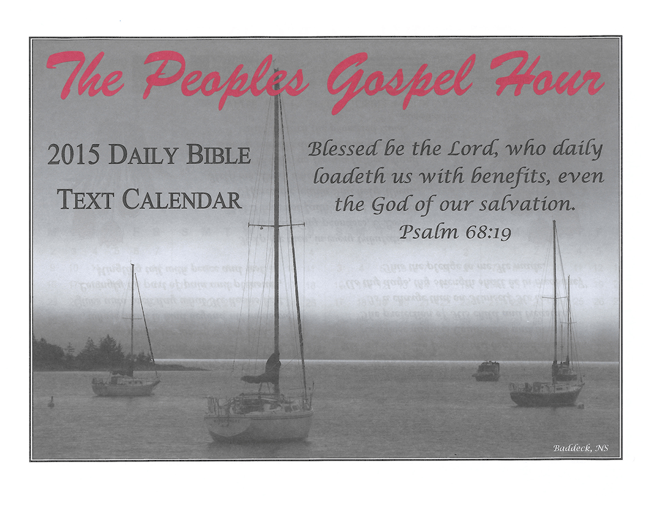 Front Cover: 2015 The Peoples Gospel Hour Calendar