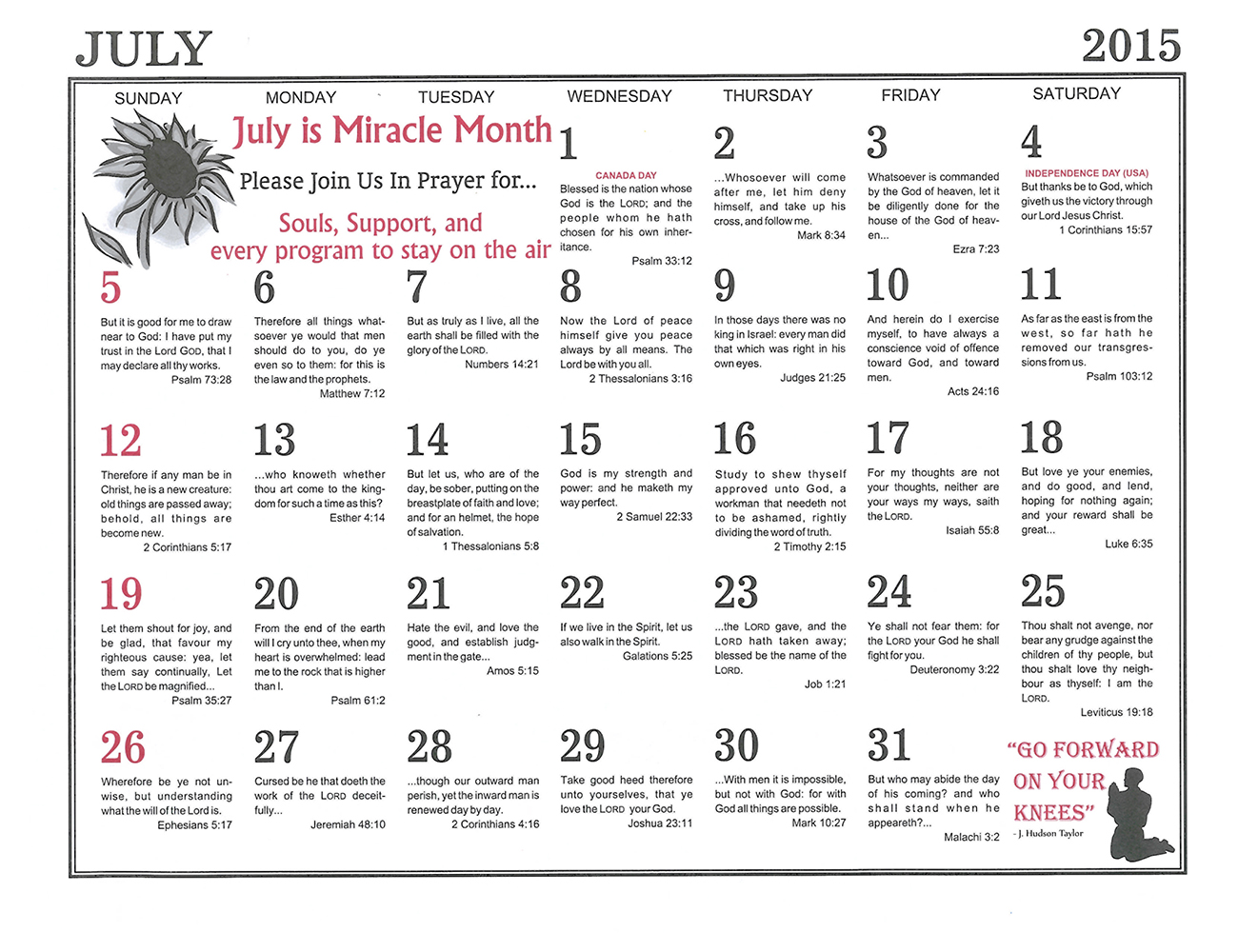 July: 2015 The Peoples Gospel Hour Calendar